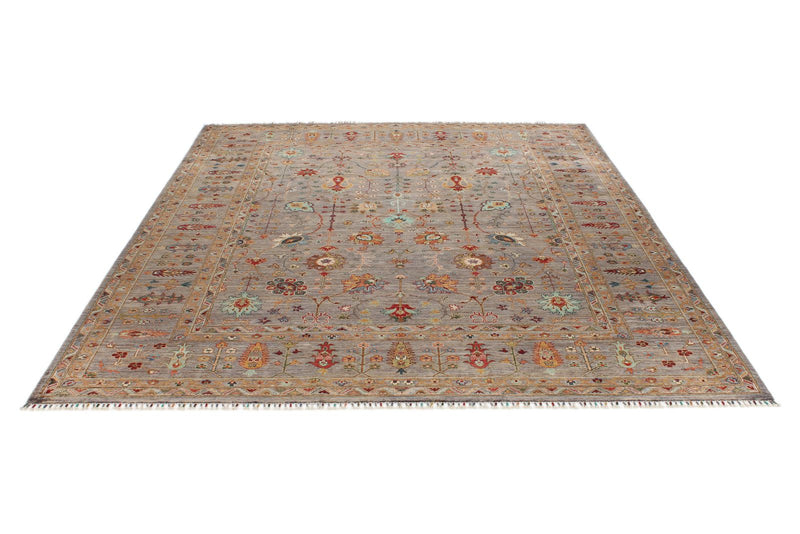 8x10 Light Brown and Multicolor Turkish Tribal Rug