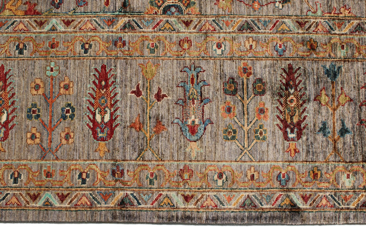 8x10 Light Brown and Multicolor Turkish Tribal Rug