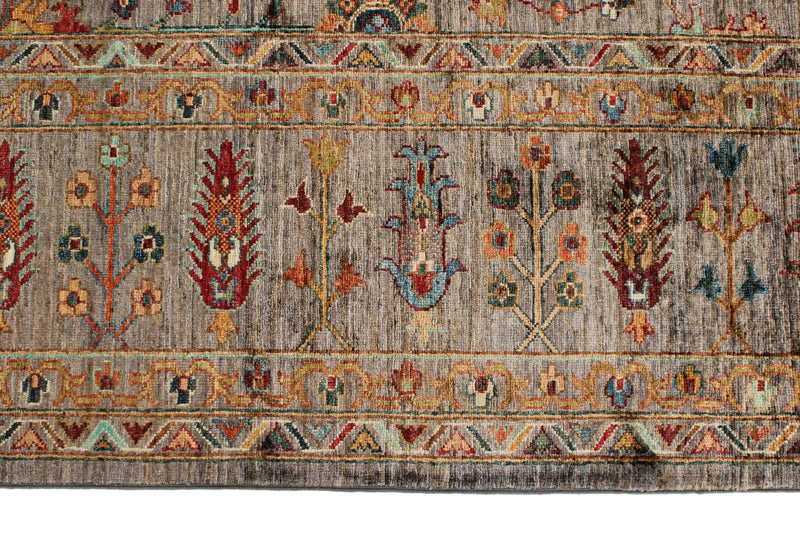 8x10 Light Brown and Multicolor Turkish Tribal Rug