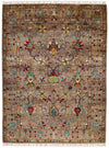 5x7 Dark Brown and Multicolor Turkish Tribal Rug