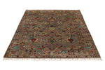 5x7 Dark Brown and Multicolor Turkish Tribal Rug