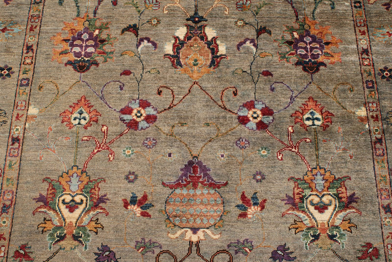 5x7 Brown and Multicolor Turkish Tribal Rug