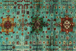 5x7 Green and Turquoıse Anatolian Tribal Rug