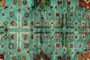 5x7 Green and Turquoıse Anatolian Tribal Rug