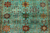 5x7 Green and Turquoıse Anatolian Tribal Rug