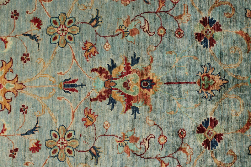 5x7 Light Blue and Multicolor Turkish Tribal Rug