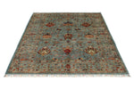 5x7 Light Blue and Multicolor Turkish Tribal Rug