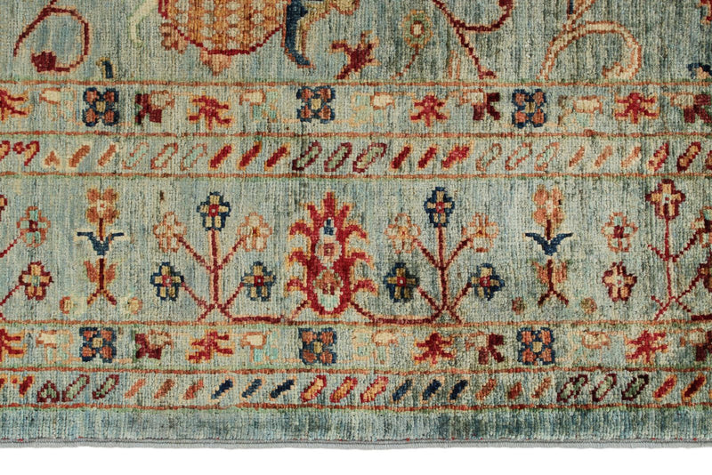 5x7 Light Blue and Multicolor Turkish Tribal Rug