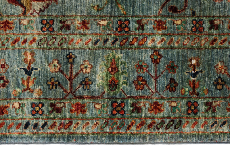 5x7 Light Gray and Multicolor Turkish Tribal Rug