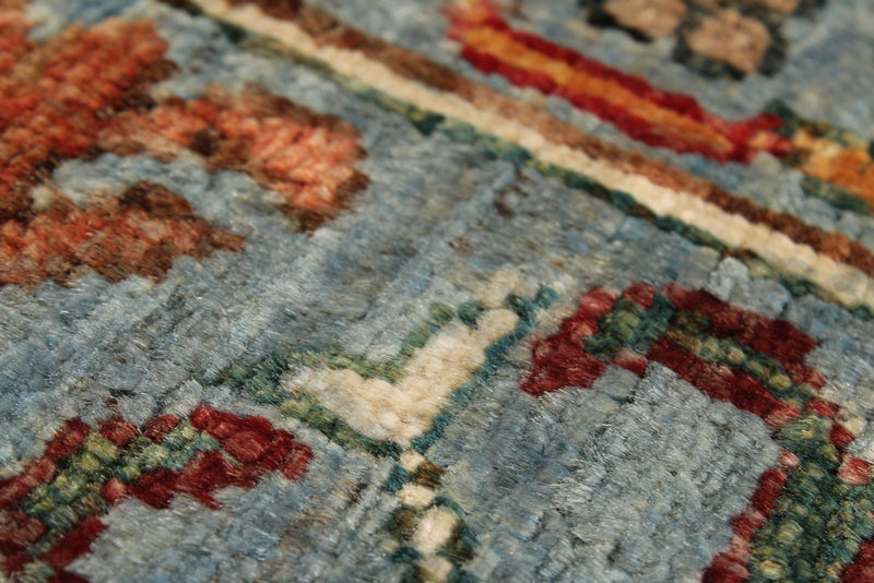 5x7 Light Blue and Multicolor Turkish Tribal Rug