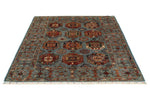 5x7 Light Blue and Multicolor Turkish Tribal Rug