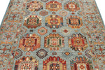 5x7 Light Blue and Multicolor Turkish Tribal Rug