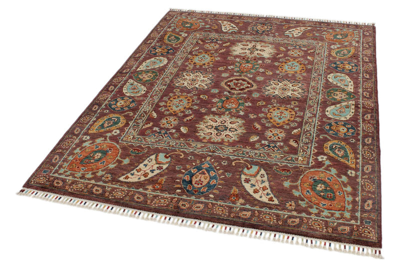 5x7 Purple and Multicolor Anatolian Traditional Rug