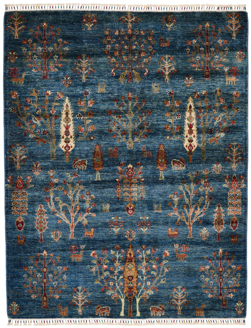 5x7 Navy and Multicolor Anatolian Traditional Rug