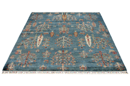 5x7 Navy and Multicolor Anatolian Traditional Rug