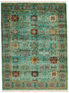 5x7 Green and Multicolor Anatolian Tribal Rug