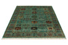 5x7 Green and Multicolor Anatolian Tribal Rug