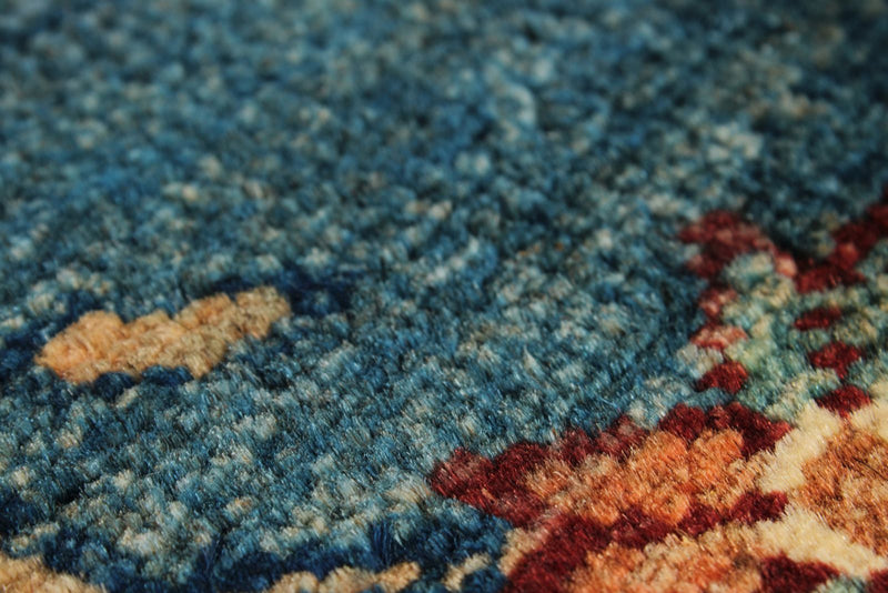 5x7 Navy and Multicolor Turkish Tribal Rug