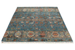 5x7 Navy and Multicolor Turkish Tribal Rug