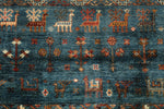 5x7 Navy and Multicolor Turkish Tribal Rug