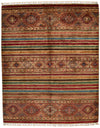5x7 Multicolor and Multicolor Turkish Tribal Rug