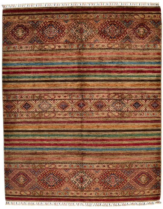 5x7 Multicolor and Multicolor Turkish Tribal Rug