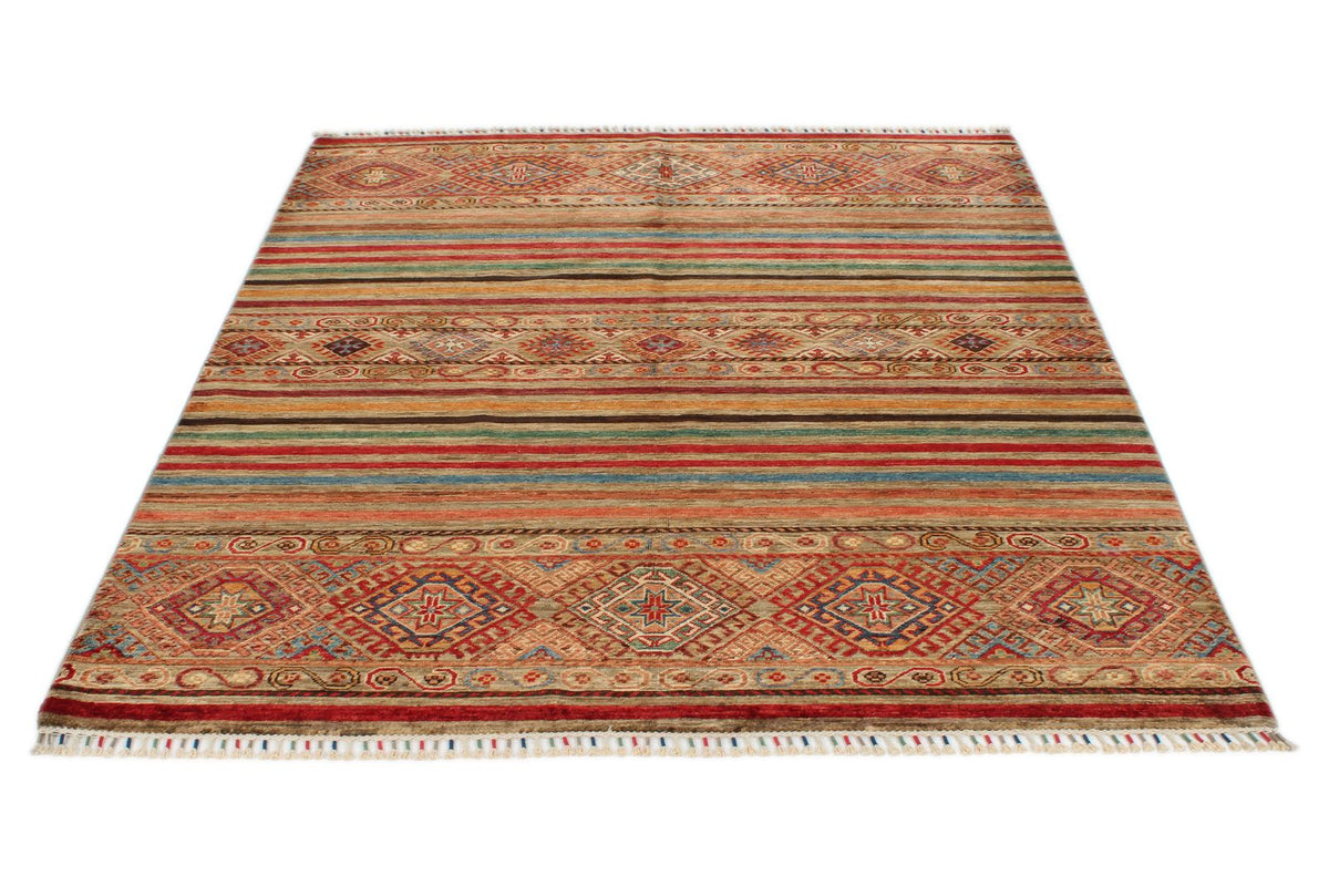 5x7 Multicolor and Multicolor Turkish Tribal Rug