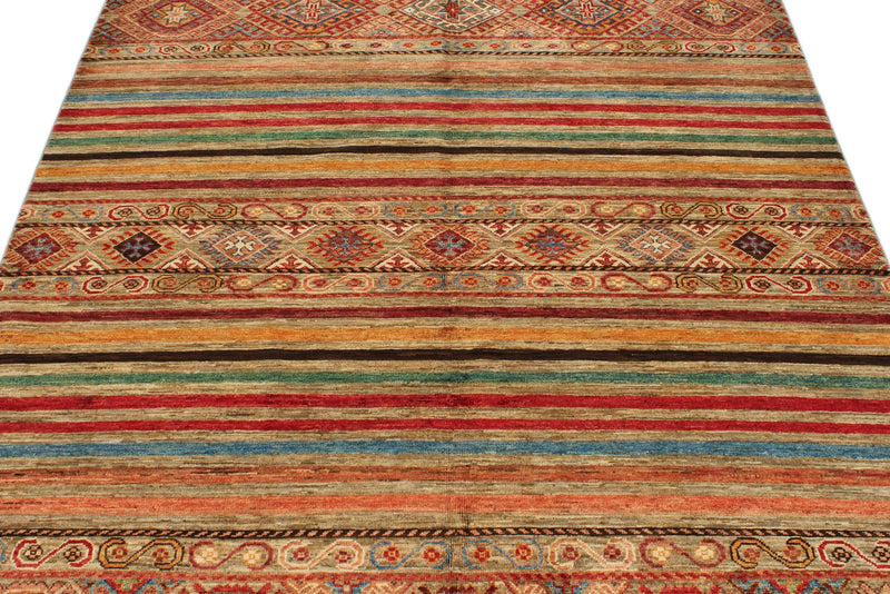 5x7 Multicolor and Multicolor Turkish Tribal Rug