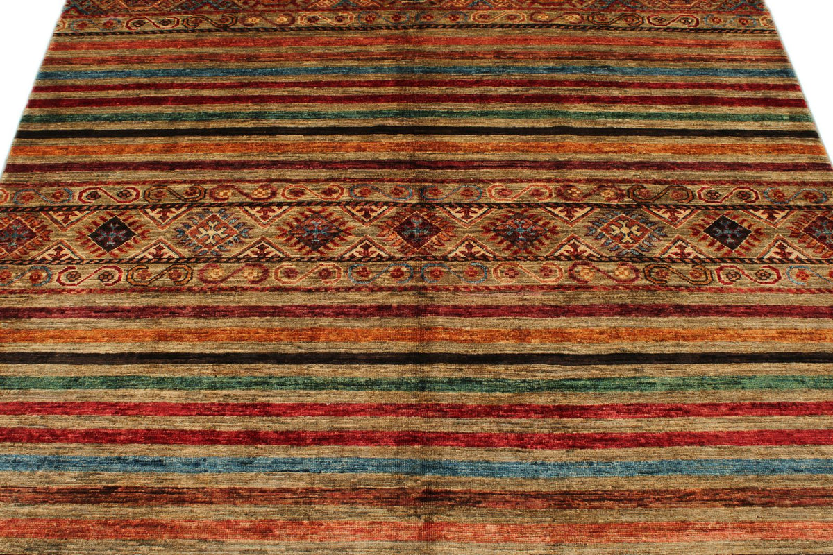 5x7 Multicolor and Multicolor Turkish Tribal Rug