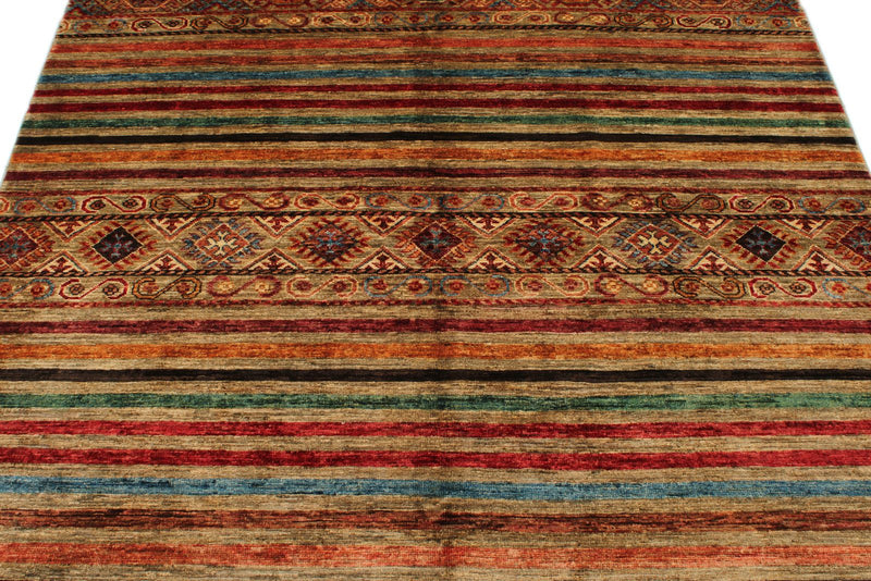 5x7 Multicolor and Multicolor Turkish Tribal Rug
