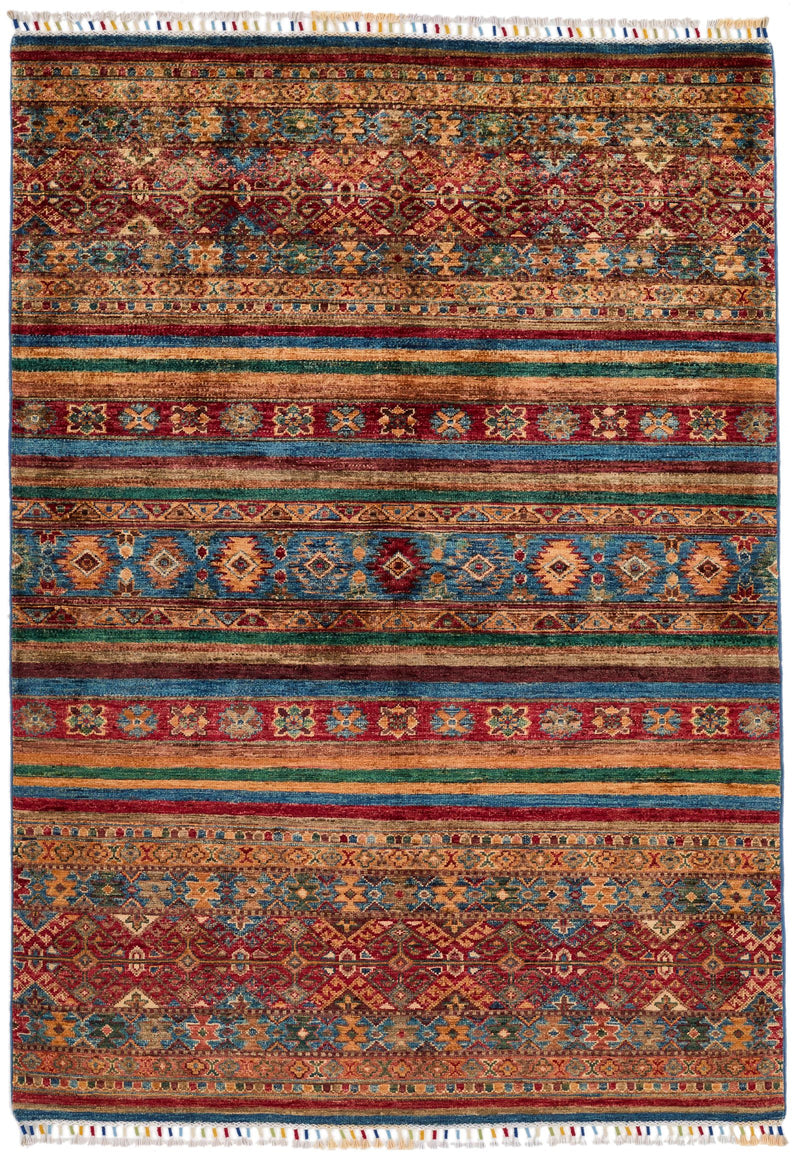 4x6 Brown and Multicolor Tribal Rug