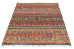 4x6 Brown and Multicolor Tribal Rug