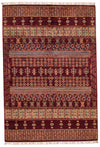 4x6 Burgundy and Multicolor Tribal Rug