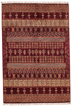 4x6 Burgundy and Multicolor Tribal Rug