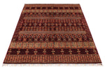 4x6 Burgundy and Multicolor Tribal Rug