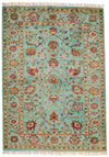 4x6 Turquoise and Multicolor Turkish Tribal Rug