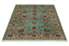 4x6 Turquoise and Multicolor Turkish Tribal Rug