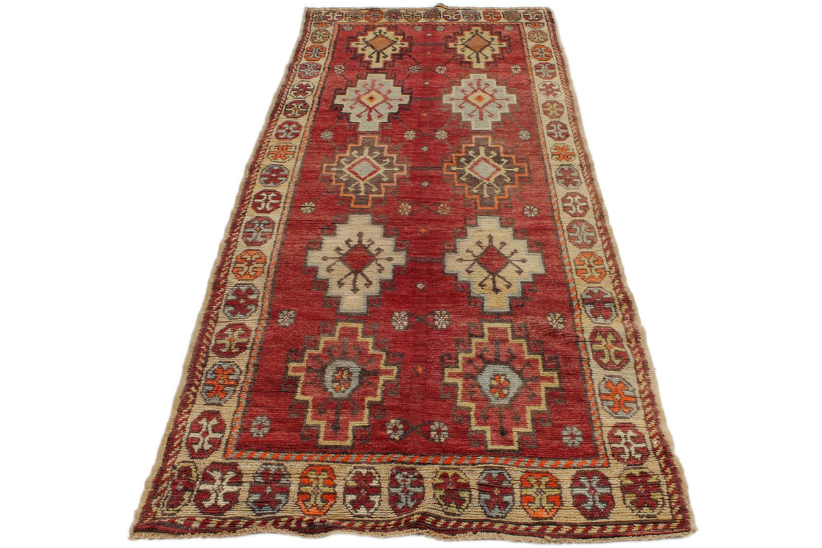 4x10 Red and Gold Turkish Tribal Runner