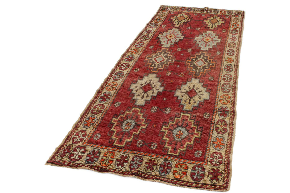 4x10 Red and Gold Turkish Tribal Runner