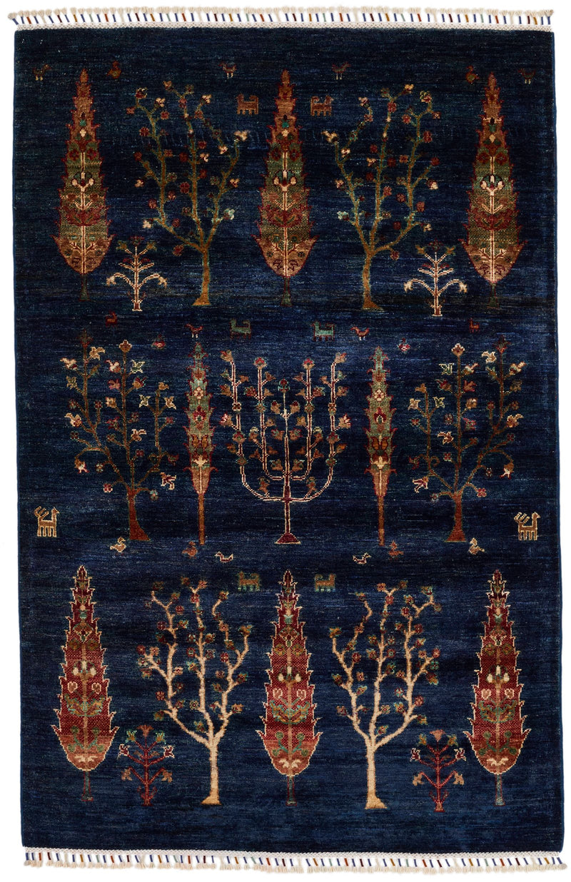 4x6 Navy and Multicolor Anatolian Traditional Rug