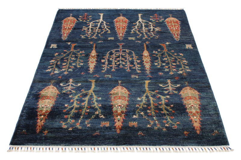 4x6 Navy and Multicolor Anatolian Traditional Rug