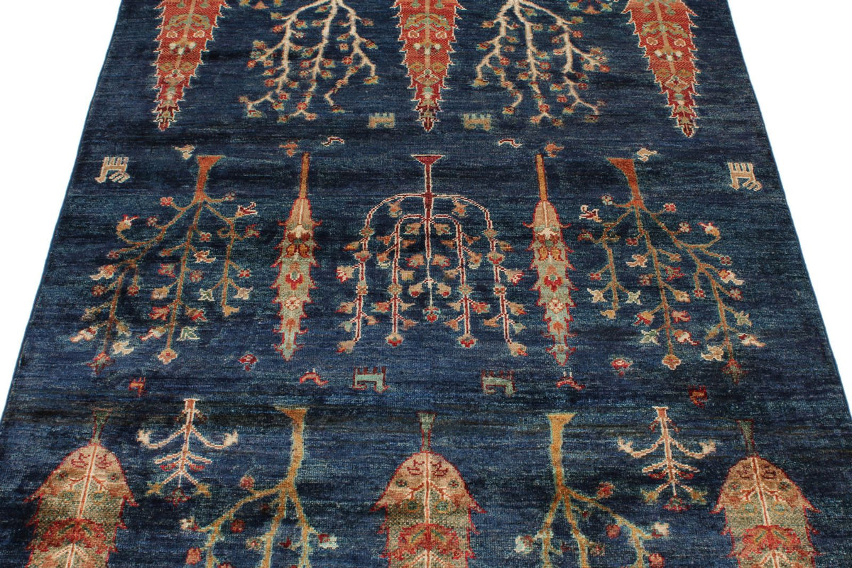 4x6 Navy and Multicolor Anatolian Traditional Rug