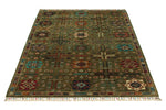 4x6 Light Green and Multicolor Anatolian Tribal Rug