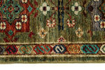 4x6 Light Green and Multicolor Anatolian Tribal Rug