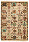 4x6 Ivory and Multicolor Anatolian Tribal Rug