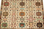 4x6 Ivory and Multicolor Anatolian Tribal Rug