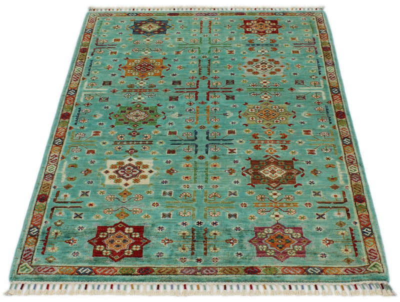 3x5 Blue and Multicolor Anatolian Tribal Rug