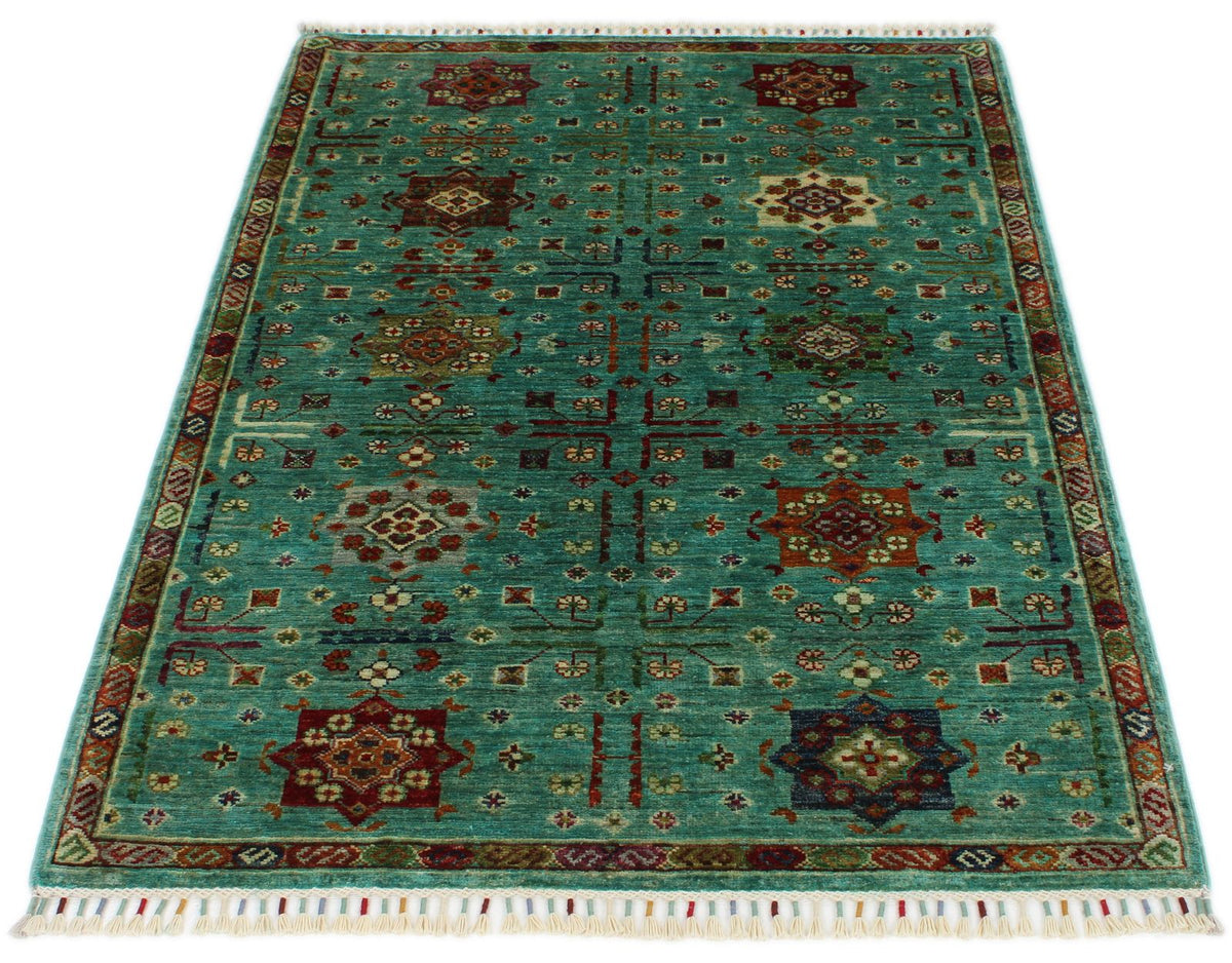 3x5 Blue and Multicolor Anatolian Tribal Rug