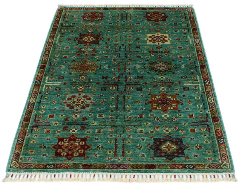 3x5 Blue and Multicolor Anatolian Tribal Rug
