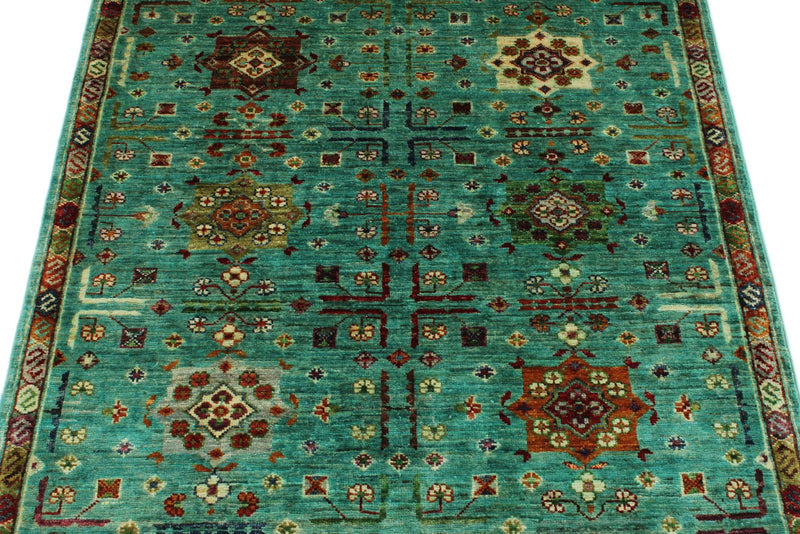 3x5 Blue and Multicolor Anatolian Tribal Rug